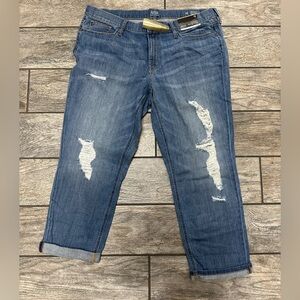 A.n.a. Mid-Rise Skinny Boyfriend Distressed Crop Jeans New With Tags Size 16